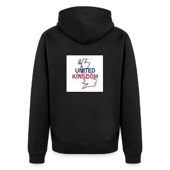 Map of United Kingdom - Unisex Premium Organic Zip Hoodie - black - Back - Nico (187cm)