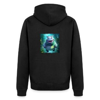 süßes Hippo - Unisex Premium Bio Zip Hoodie - Schwarz - Hinten - Nico (187cm)
