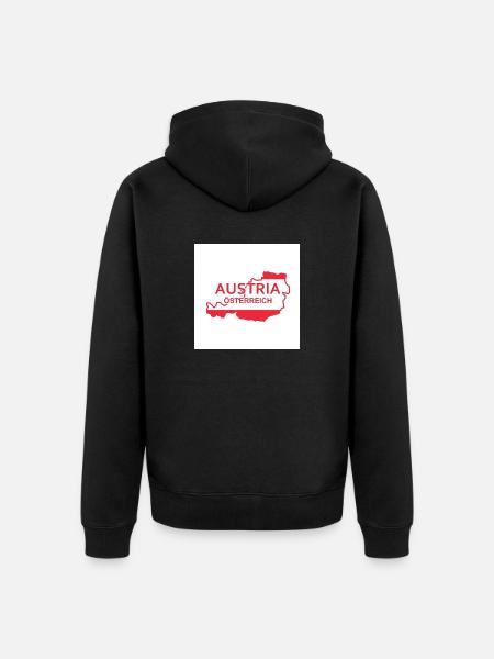Map of Austria - Unisex Premium Organic Zip Hoodie - black