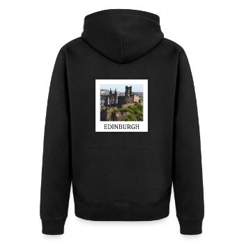 Edinburgh - Unisex Premium Bio Zip Hoodie - Schwarz - Hinten - Nico (187cm)