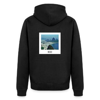 Rio de Janeiro - Unisex Premium Bio Zip Hoodie - Schwarz - Hinten - Nico (187cm)