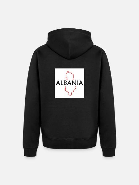 Map of Albania - Unisex Premium Organic Zip Hoodie - black