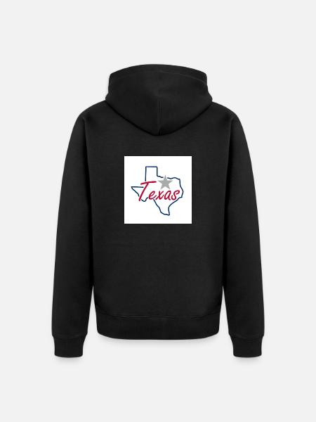 Map of Texas - Unisex Premium Organic Zip Hoodie - black