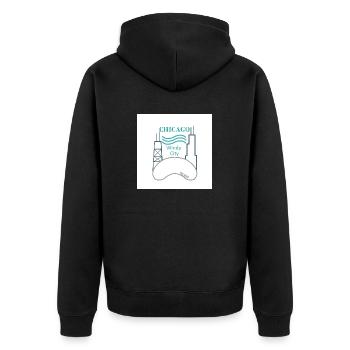 Chicago - Unisex Premium Organic Zip Hoodie - black - Back - Nico (187cm)