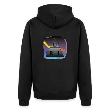 Elektriker - Strom, Spannung, Widerstand - URI - Unisex Premium Bio Zip Hoodie - Schwarz - Hinten - Nico (187cm)