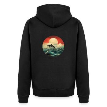 Orque au coucher du soleil - Veste à capuche bio Premium Unisexe - noir - Dos - Nico (187cm)