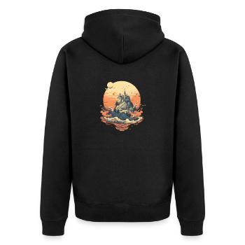 Château mystérieux au sommet d’une montagne - Veste à capuche bio Premium Unisexe - noir - Dos - Nico (187cm)