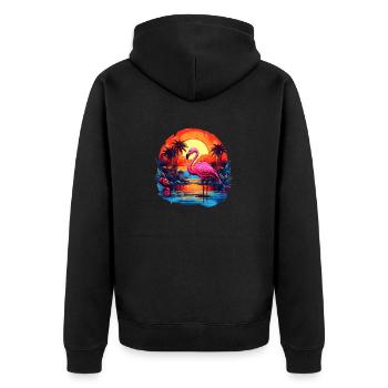 Flamant rose au coucher du soleil - Veste à capuche bio Premium Unisexe - noir - Dos - Nico (187cm)