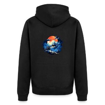 Romantic mountain hut in a wintry atmosphere - Unisex Premium Organic Zip Hoodie - black - Back - Nico (187cm)