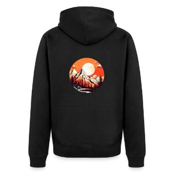Berge im Sonnenschein - Unisex Premium Bio Zip Hoodie - Schwarz - Hinten - Nico (187cm)