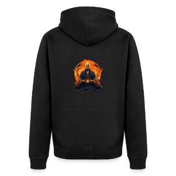Moine asiatique méditant - Veste à capuche bio Premium Unisexe - noir - Dos - Nico (187cm)