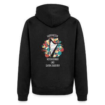 Harfe Geschenk Musikinstrument Musiker Zupfen - Unisex Premium Bio Zip Hoodie - Schwarz - Hinten - Nico (187cm)