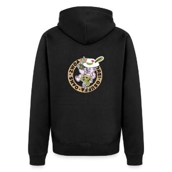 Bayerisch gewandt - Bayern - Unisex Premium Bio Zip Hoodie - Schwarz - Hinten - Nico (187cm)