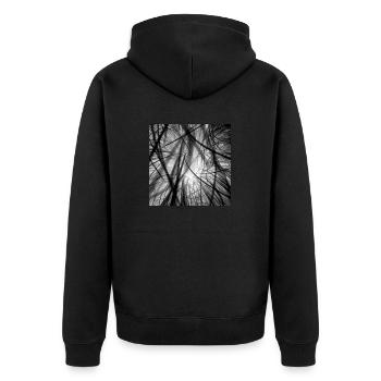 Kabelsalat schwarz weiß - Unisex Premium Bio Zip Hoodie - Schwarz - Hinten - Nico (187cm)