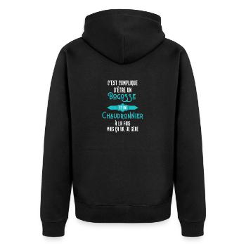 C'est compliqué d'être Un Bogosse et Chaudronnier - Veste à capuche bio Premium Unisexe - noir - Dos - Nico (187cm)
