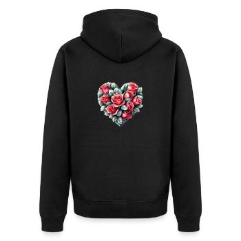 Mariage, Amour, Saint-Valentin, Fiançailles, Fête des mères - Veste à capuche bio Premium Unisexe - noir - Dos - Nico (187cm)
