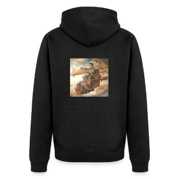Diego Flying Machine - Unisex Premium Organic Zip Hoodie - black - Back - Nico (187cm)