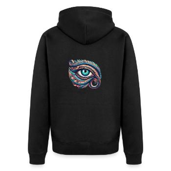 Auge von Breizh - Unisex Premium Bio Zip Hoodie - Schwarz - Hinten - Nico (187cm)