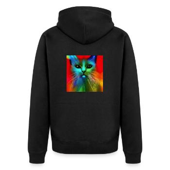 Freaky Cat - Unisex Premium Bio Zip Hoodie - Schwarz - Hinten - Nico (187cm)