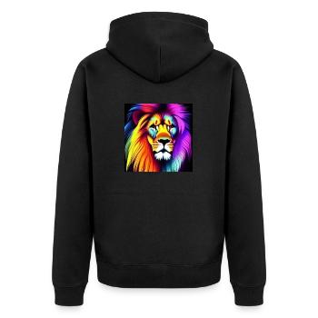 KI Lion abstract - Unisex Premium Bio Zip Hoodie - Schwarz - Hinten - Nico (187cm)