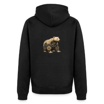 Un gros ours polaire au look steampunk - Veste à capuche bio Premium Unisexe - noir - Dos - Nico (187cm)
