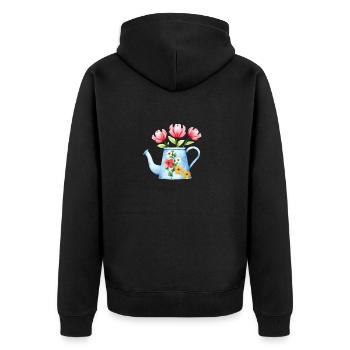 Blume Geschenk Blumen Garten Hobbygärtner Gärtner - Unisex Premium Bio Zip Hoodie - Schwarz - Hinten - Nico (187cm)
