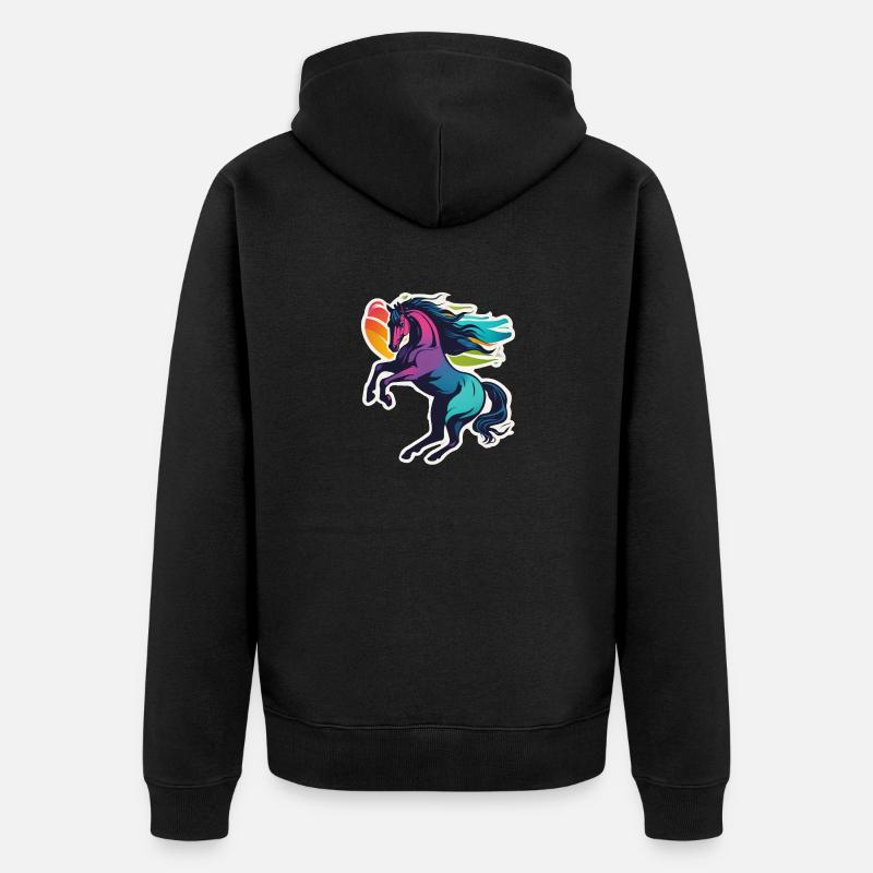 Pferd - Unisex Premium Bio Zip Hoodie - Schwarz