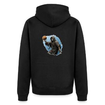 Basketball spielendes Skelett Halloween Design - Unisex Premium Bio Zip Hoodie - Schwarz - Hinten - Nico (187cm)