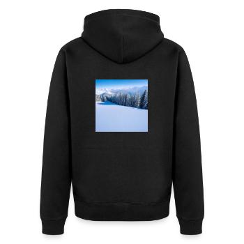 Winterwunder - Unisex Premium Bio Zip Hoodie - Schwarz - Hinten - Nico (187cm)