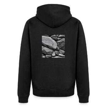 Stones of Serenity - Unisex Premium Bio Zip Hoodie - Schwarz - Hinten - Nico (187cm)