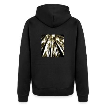 Nature's Ascent - Unisex Premium Bio Zip Hoodie - Schwarz - Hinten - Nico (187cm)