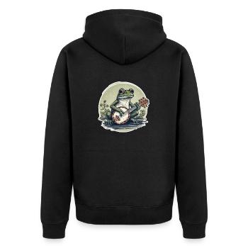 Banjo-Frosch Vintage Comic - Unisex Premium Bio Zip Hoodie - Schwarz - Hinten - Nico (187cm)