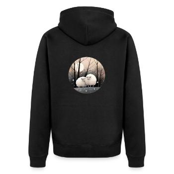 Schafe im Winter - Unisex Premium Bio Zip Hoodie - Schwarz - Hinten - Nico (187cm)