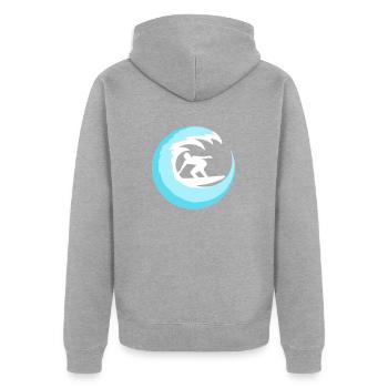 Surfer Surfbrett Runde Blaue Kreis Welle Surfen - Unisex Premium Bio Zip Hoodie - Grau meliert - Hinten - Nico (187cm)