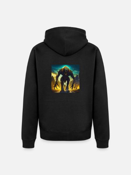 Werwolf im Chaos - Unisex Premium Bio Zip Hoodie - Schwarz