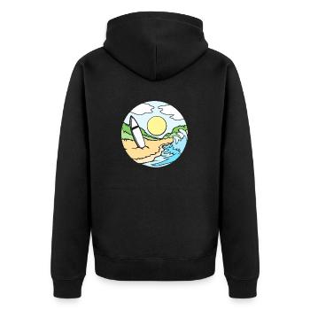Surfen Strand Surfbrett Meer Surfer Welle Sonne - Unisex Premium Bio Zip Hoodie - Schwarz - Hinten - Nico (187cm)