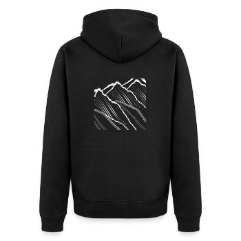 Majestätischen Berglandschaft, Panorama, Monochrom - Unisex Premium Bio Zip Hoodie - Schwarz - Hinten - Nico (187cm)