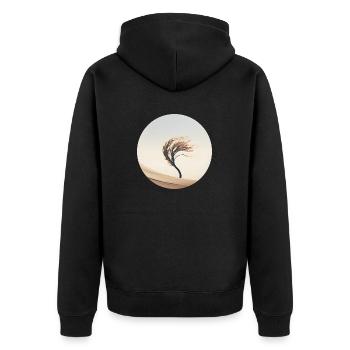 Ein Baum im Wind - Unisex Premium Bio Zip Hoodie - Schwarz - Hinten - Nico (187cm)
