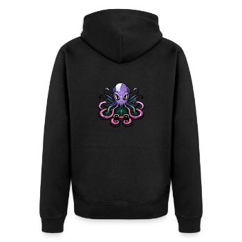 Troy the Octupus - Unisex Premium Bio Zip Hoodie - Schwarz - Hinten - Nico (187cm)