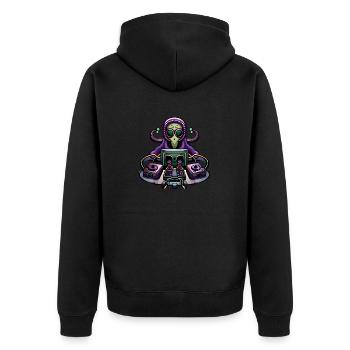 Phil - Unisex Premium Bio Zip Hoodie - Schwarz - Hinten - Nico (187cm)