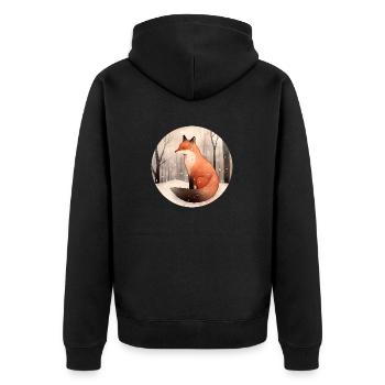 Fuchs im Winter - Unisex Premium Bio Zip Hoodie - Schwarz - Hinten - Nico (187cm)
