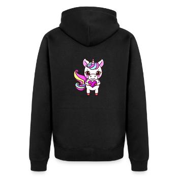 Einhorn Fabeltier Mädchen Einhörner Unicorn - Unisex Premium Bio Zip Hoodie - Schwarz - Hinten - Nico (187cm)