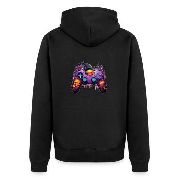 Funny Halloween Cartoon Gaming Controller Hexe - Unisex Premium Bio Zip Hoodie - Schwarz - Hinten - Nico (187cm)