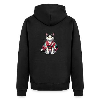 Kimono katze - Unisex Premium Bio Zip Hoodie - Schwarz - Hinten - Nico (187cm)