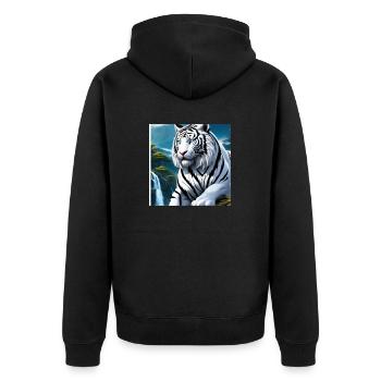Brave tiger - Unisex Premium Organic Zip Hoodie - black - Back - Nico (187cm)