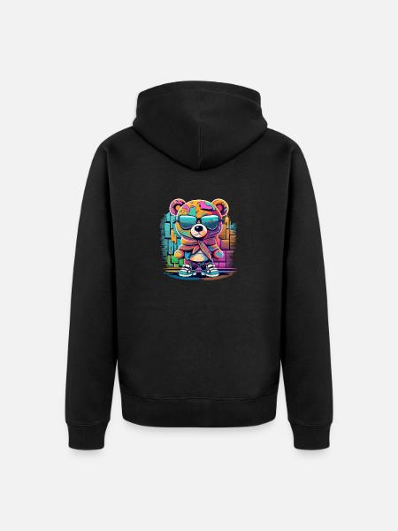 Grafitti teddy bear - Unisex Premium Organic Zip Hoodie - black
