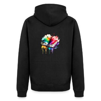 Buch Lesen Geschenk Bücher Leser Buchliebhaber - Unisex Premium Bio Zip Hoodie - Schwarz - Hinten - Nico (187cm)