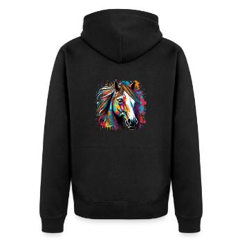 digital art Pferde Kopf Kunst Graffiti - Unisex Premium Bio Zip Hoodie - Schwarz - Hinten - Nico (187cm)