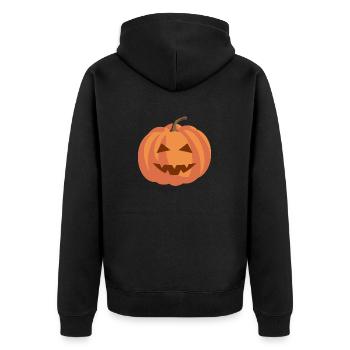 Kürbis - Unisex Premium Bio Zip Hoodie - Schwarz - Hinten - Nico (187cm)