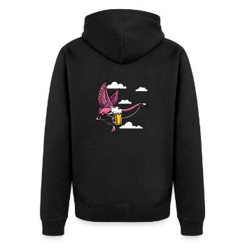 Flamingo Bird Beer Drinking Party - Unisex Premium Organic Zip Hoodie - black - Back - Nico (187cm)